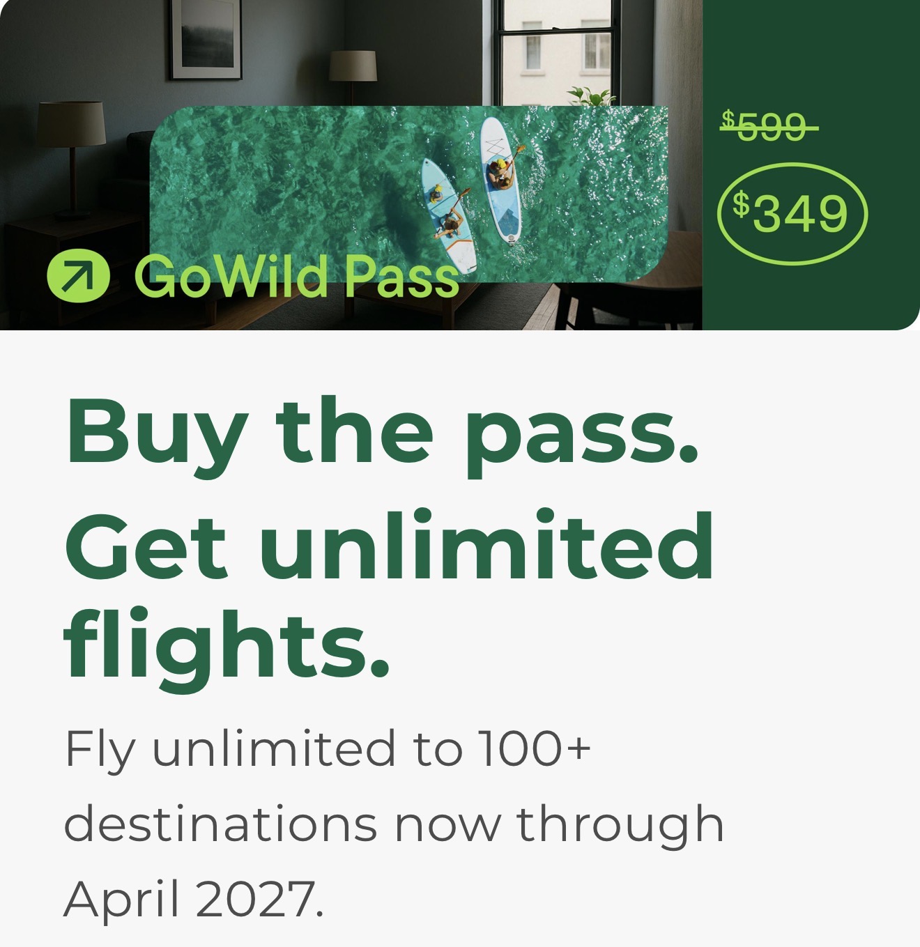 $349 for Unlimited Flights – Now Through April 2027